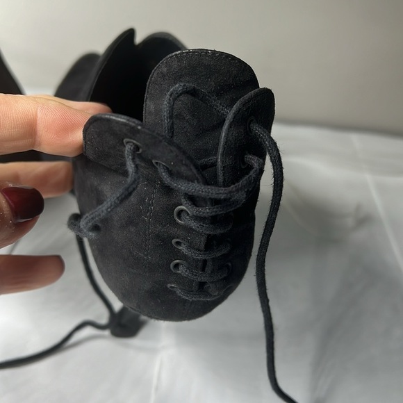Alaia Sz 38 Black Suede Ankle Shoe Booties 3” Suede Covered Heel - Picture 6 of 11